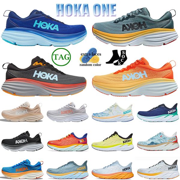 

hoka one bondi 8 running shoes for mens women clifton carbon x 2 kawana challenger atr 6 sneakers lifestyle shock absorption triple white bl