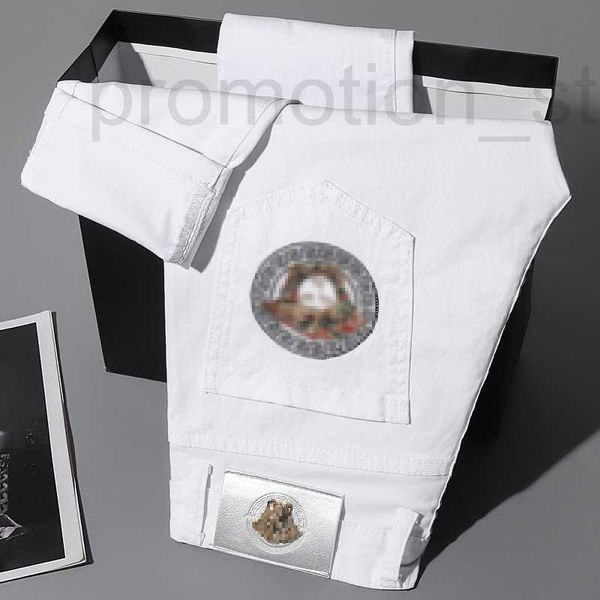 

men's jeans designer european new spring summer men jean pure black white two-color cotton high elastic small foot slim fitting korean, Blue
