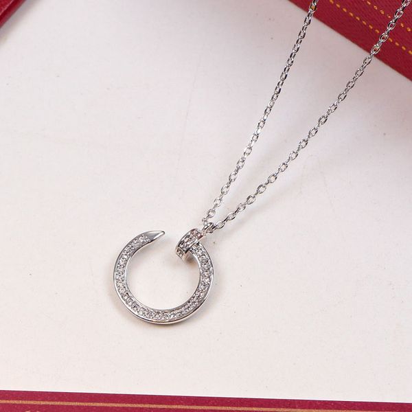 

designer pendant necklaces brand jewelry for women fashion trendy geometric nails titanium necklace chirstmas gifts luxury classic pendants, Silver