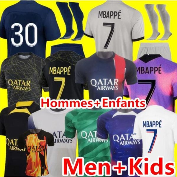 

2023 2024 soccer jerseys maillot de foot mbappe hakimi marquinhos verratti paris football shirt 22 23 24 sergio ramos fabian psgs hommes enf, Black;yellow