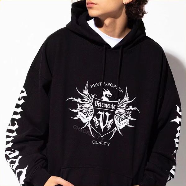

men's plus size hoodie vetements hoodie fire dragon totem print sanskrit arm sweatshirt casual sportswear women's loose plus size, Black;brown