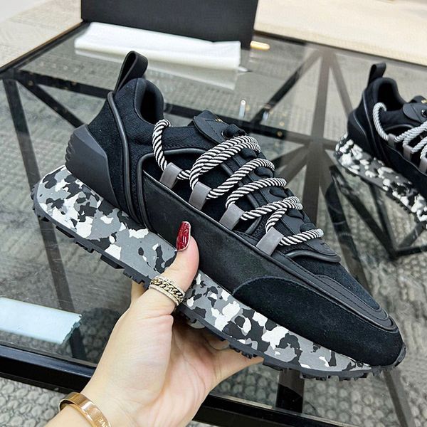 

designer couple casual shoes womens plate form sports shoes black and white camo thick sole elevated mens sneakers size 45-35
