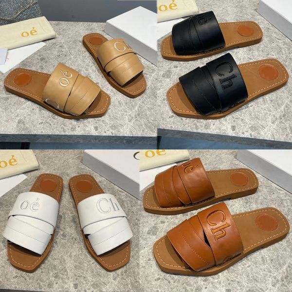 

popular womens brand sandals slippers with brand signature logo on the upper comfortable sandal roman slippers casual sandals square toe san, Black