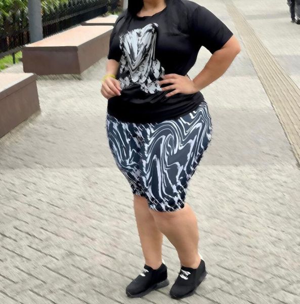 

large 5xl new women's tracksuits outdoor leisure stripe splice drawstring t-shirt+lace up shorts two piece set outfits, Gray