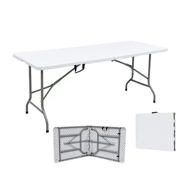 

portable utility camping folding camp table, 6 feet,white