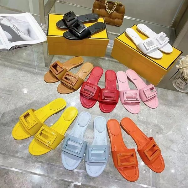 

summer fashion women's slippers outdoor leather flip-flops designer slippers beach sandals leisure resort slides, Black