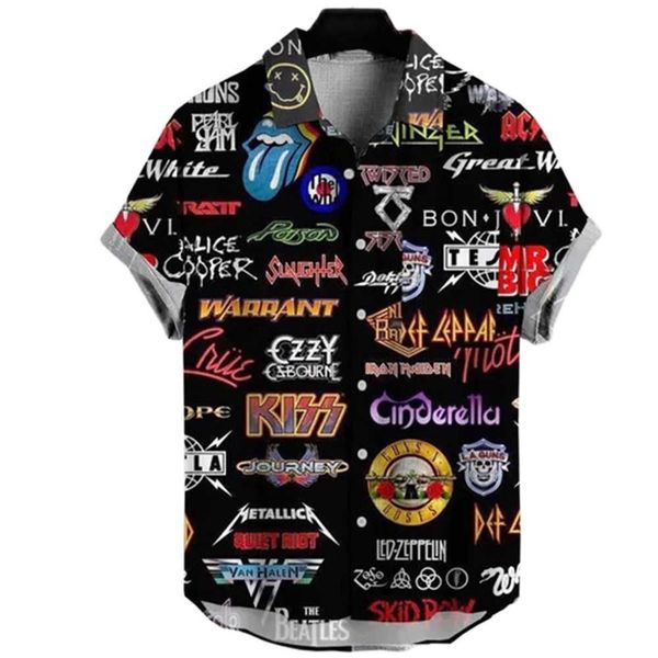

men's casual shirts 2023 new haiian shirt signed by highway 66 of the united states vintage rock casual j230417, White;black