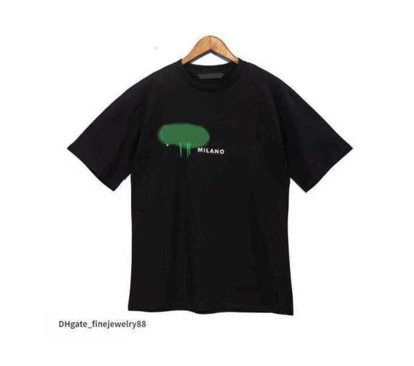 23SS Erkekler Tshirts T Shirt Palms Palmangel City Tasarımcı Limited Inkjet Grafiti Mektup Baskı Erkek Kadın Yelkenli Kısa Kollu Kırış Toplar YF