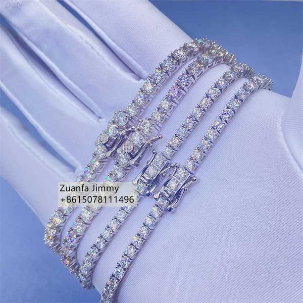 

2mm 3mm 4mm 5mm 925 sterling silver man luxury hip hop jewelry d moissanite vvs1 tennis chain bracelets