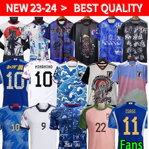 

japan 2023 soccer jerseys cartoon isagi atom tsubasa minamino asano doan kubo ito 2022 japanese special uniform women 22 23 football shirt t, Black;yellow