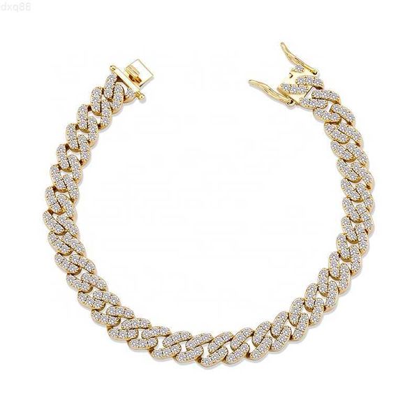 

wholesale hip hop jewelry gold plated cz diamond iced out custom 8mm small cuban link chain bracelet for women, Golden;silver