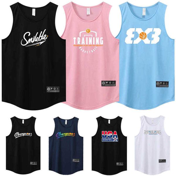 

men's t-shirt american canvas loose sleeveless sports fashion letter print summer quick dry sports series training apparel, White;black