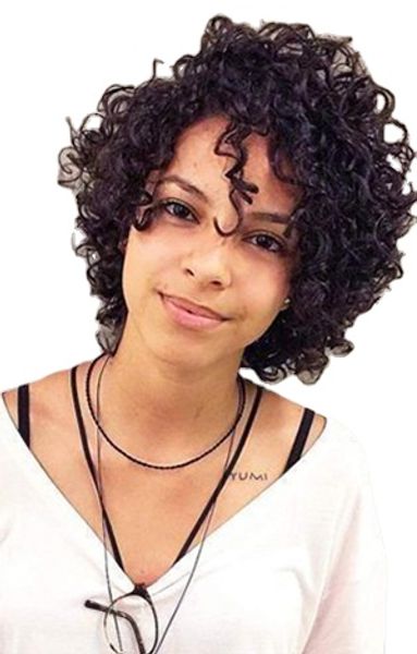

short afro kinky curly bob human hair natural wigs for women fluffy bouncy curl colored brazilian remy ombre blonde wigs, Black;brown