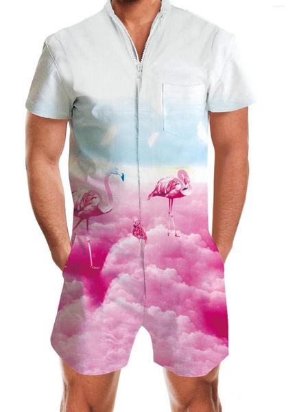 

men's shorts men rompers casual fashion 3d print jumpsuit pants streetwear short sleeve quick dry sports playsuit overalls, White;black