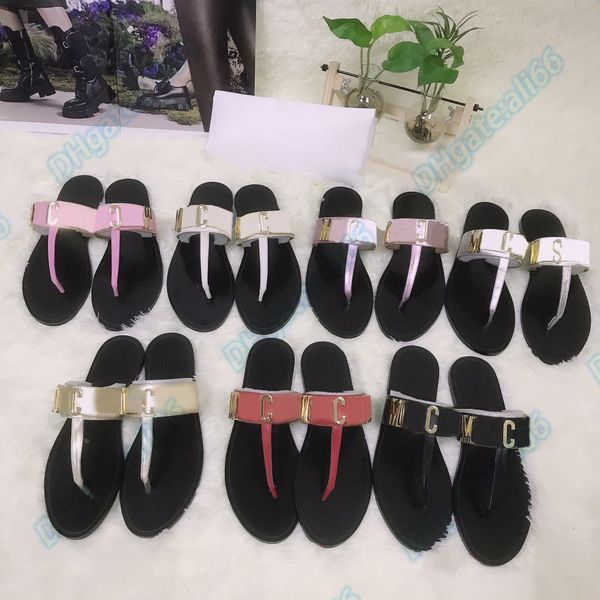 

flip flops luxury shoe designer woman slipper men flat thong sandals summer calfskin leather gold galvanic letter pool classic comfort flat, Black