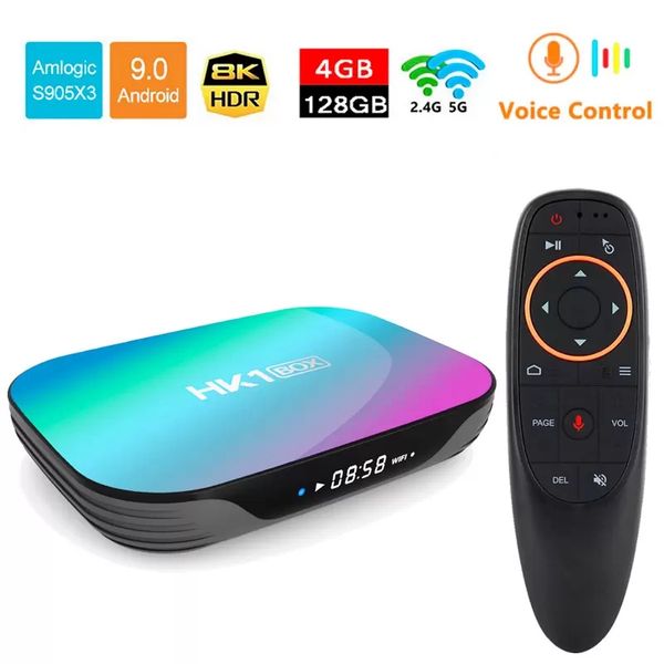

hk1 box android 9.0 smart tv box 4gb ram 64gb rom 128gb amlogic s905x3 2.4g&5g wifi 1000m bluetooth 4k 8k media player g10 voice control