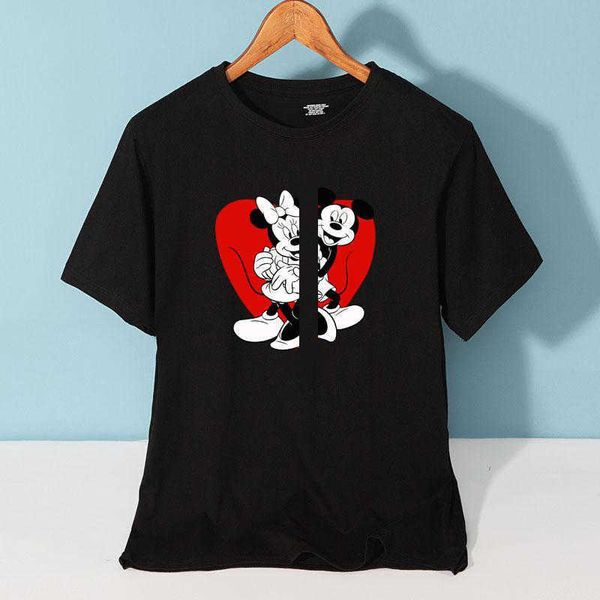 

designer luxury chaopai classic spring new and summer cute cartoon pure cotton round neck love print short sleeve t-shirt man women wear, Black;brown