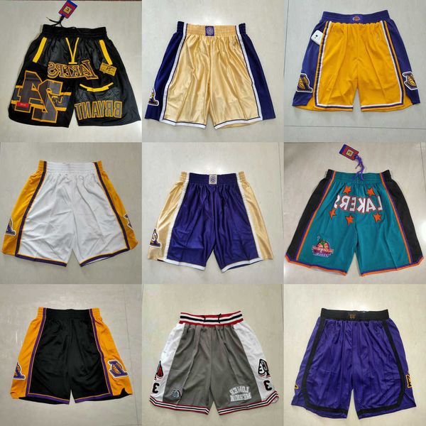 

los angeles''lakers''men throwback basketball shorts pocket red black