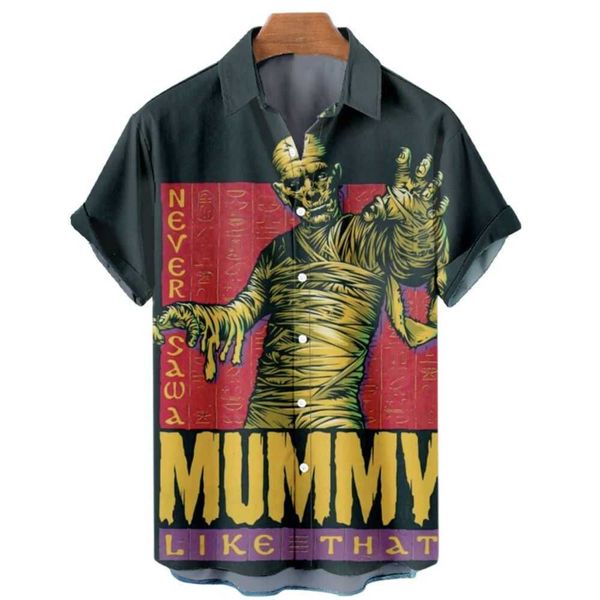 

men's casual shirts horror movie monster characters men's haiian shirts 2023 designer casual streetwear 3d men clothing party perf, White;black