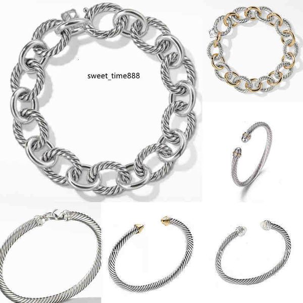 

jewelry mens dy trend bracelet gold charm designer women platinum twisted wire bracelets round plated head hemp fashion versatile selling je, Black