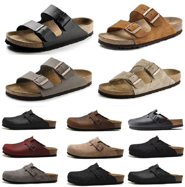 

boston designer slippers birks beach sandals lazy shoes lovers scuffs designer trainers new leather bag head pull cork female male summer cl, Black