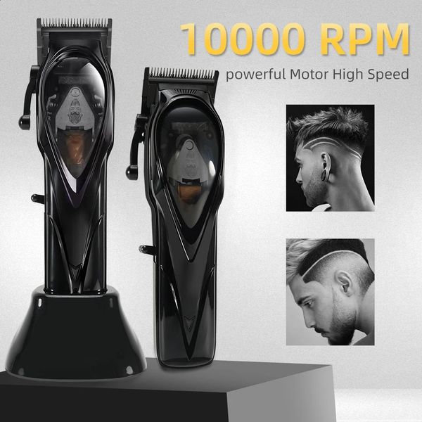 

Cordless Professional Clipper for Men Electric Adjustable Trimmer Barber Hair Cutting Hine 10000RPM Rechargeable 231116, Black