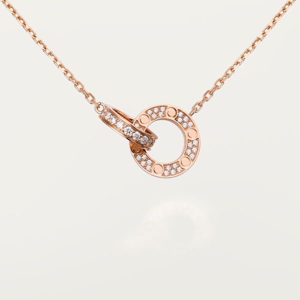 

fashion love necklace jewelry lover men women double ring cz two rows diamond pendant octagonal screw cap necklaces couple giftf8xb, Silver