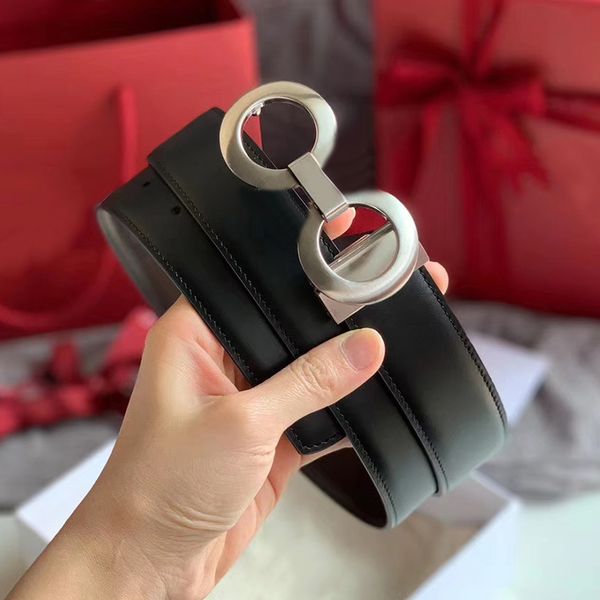 

belts for men designer belt man fashion belts genuine leather gold silver buckle 3.5cm width 105-125cm double-sided adjustable waistband wit, Black;brown