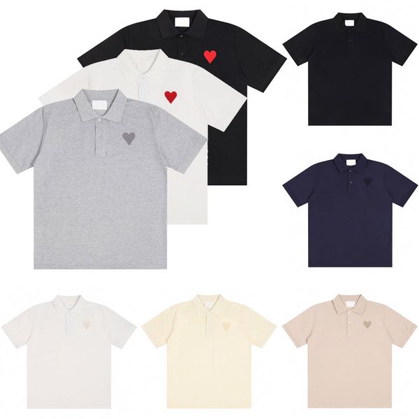 

men's fashion polo shirt luxury men's t-shirts amis polo tee embroidery cotton short sleeve fashion casual summer shirt for men an, White;black