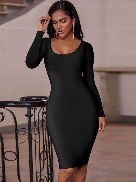 

dresses long sleeve bandage dress 2022 women black bandage dress bodycon evening party dress autumn winter birthday club outfits, Black;gray