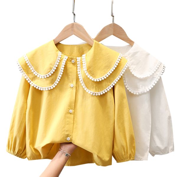 

kids shirts girls white blouse solid color blouse girl spring autumn blouses children's for girls casual children's clothing girl, White;black