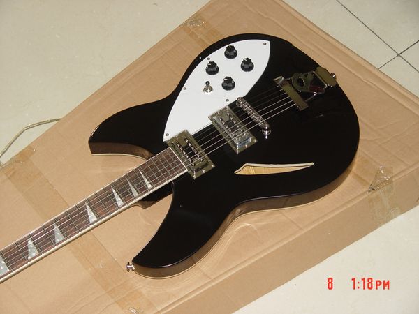 

china guitar 6 strings black electric guitar semi hollow new arrival oem258