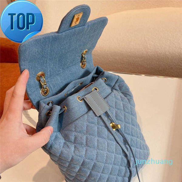 

evening bags shoulder bags designer- classic denim mini flap backpack blue large capacity quilted matelasse gold metal hardware crossb