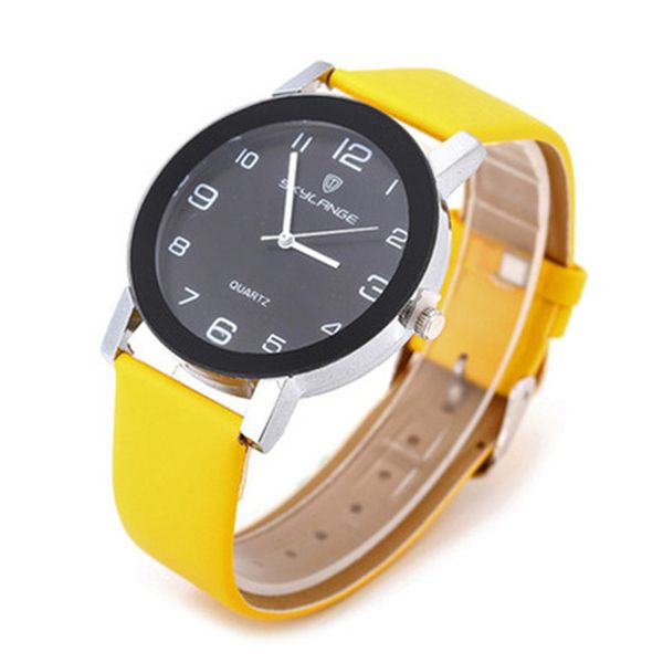

hbp womens watches quartz movement 37mm black dial yellow leather strap fashion casual business wristwatches ladies watch, Slivery;brown