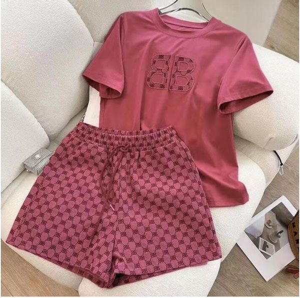 

brand designer women embroidery tracksuits casual 2 piece sets short sleeve t-shirts shorts summer jogging suit pullover outfits crew neck s, Gray