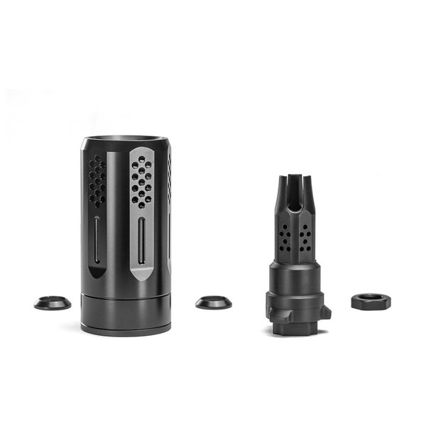 

2023 newly trilug quick detch stainless steel muzzle brake 1/2-28rh to 13/16-16 outer sleeve with crush washer for .223 / 5.56 / 9mm