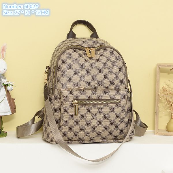 

factory wholesale ladies shoulder bags 2 colors street fashion plaid handbag simple joker zipper decorative fashion backpack contrast leathe