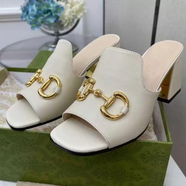

2023sandal designer summer high heels go out one line slippers horseshoe fashion style open toe versatile women's shoes1, Black