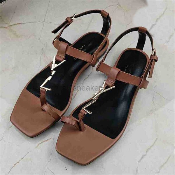 

yslity designer yslity 2023 male women's slippers nude leather shoes medium heels of sandals mml, Black