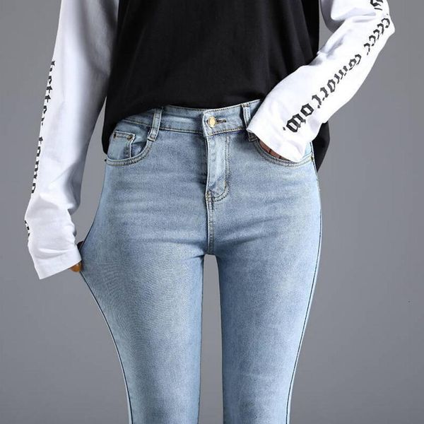 

women's jeans vintage blue jeans trousers women slim fashion high waist feet tight teen jeans elasticity simple classic pencil pants 23