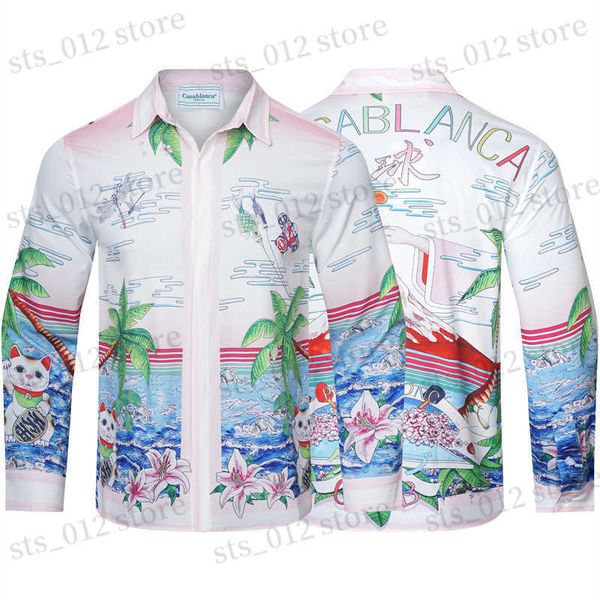 

men's casual shirts luxury designers men's dress shirts fashion new casablanc summer casual printed shirt homme male slim fit shor, White;black