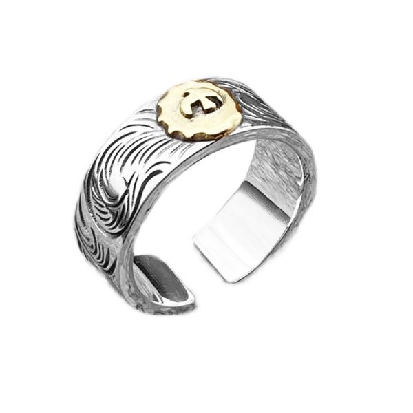 

s925 sterling silver ring turquoise gem personality fashion couple retro tang grass pattern flying bird jewelry gift for lovers
