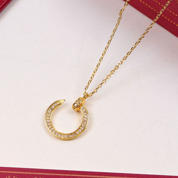 

wholesale designer brand jewelry charm necklace stainless steel diamond crystal love nail pendant chain necklace, Silver