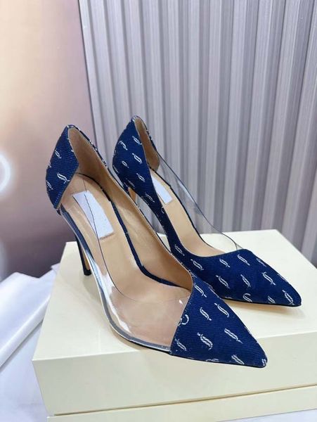 

women's patchwork high heeled sandals pvc genuine leather large sole pointed design elegant temperament belief shoes standard size 35-4, Black