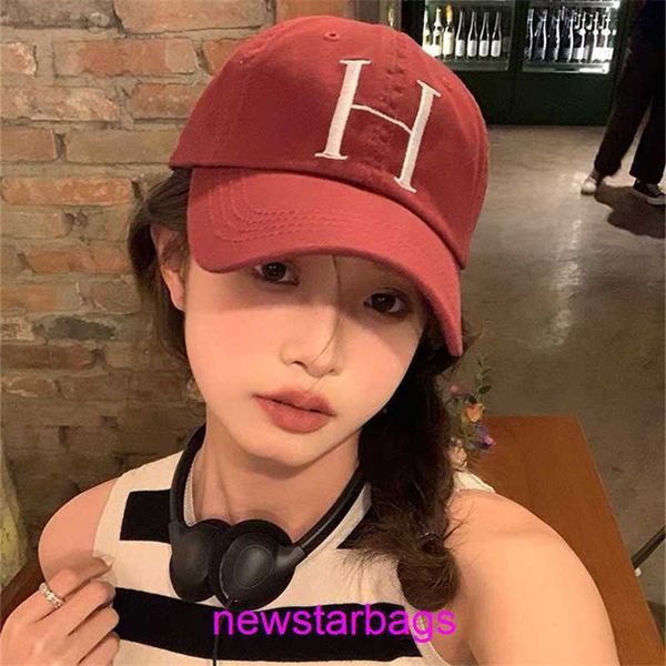 

original edition designer herms hat for sale h letter baseball cap korean version student's versatile casual small round outdoor sun vi, Blue;gray