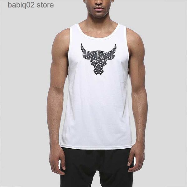 

men' tank men' bull head print tank gym shirt clothing breathable basketball training sportswear outdoor quick-drying fitness v, White;black