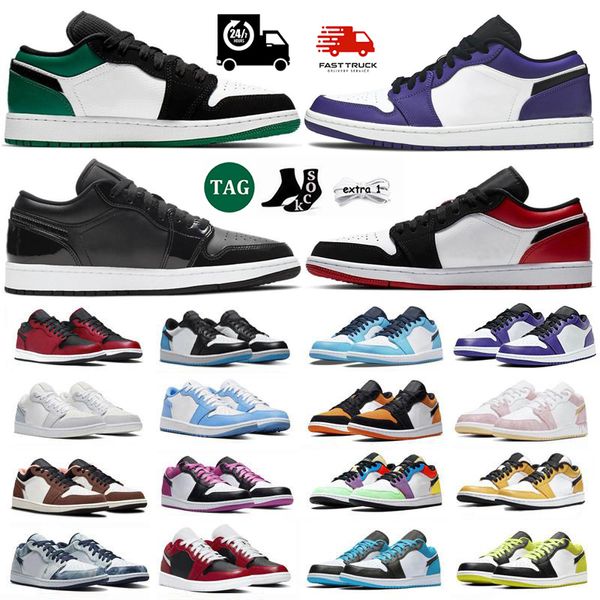 

2023 fragment low basketball shoes 1 1s black phantom unc court purple panda light smoke grey men women sports sneakers