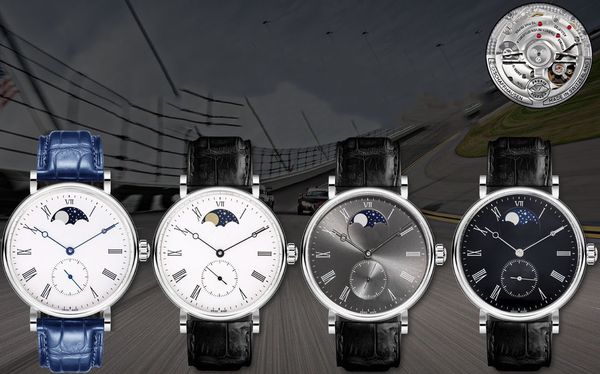 

mks 544801 luxury watch botao moon phase automatic watch 35800 true moon phase function movement 40*11.1mm 48 hours kinetic energy storage, Slivery;brown