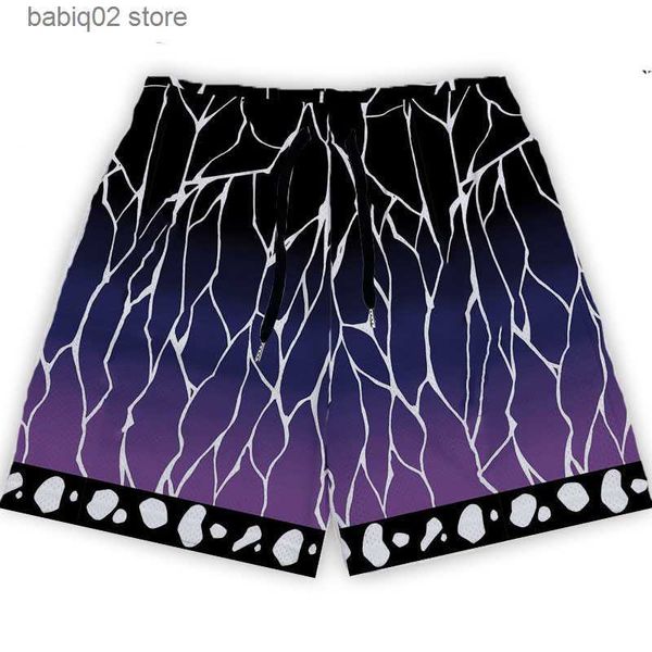 

men's shorts anime demon slayer shorts sportswear jogging kochou shinobu short pants training shorts basketball gym fitness running bot, White;black