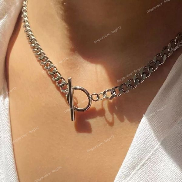 

cuban chain necklace women 2022 new fashion toggle clasp stainless steel chain necklace for women jewelry gift fashion jewelrynecklace, Silver